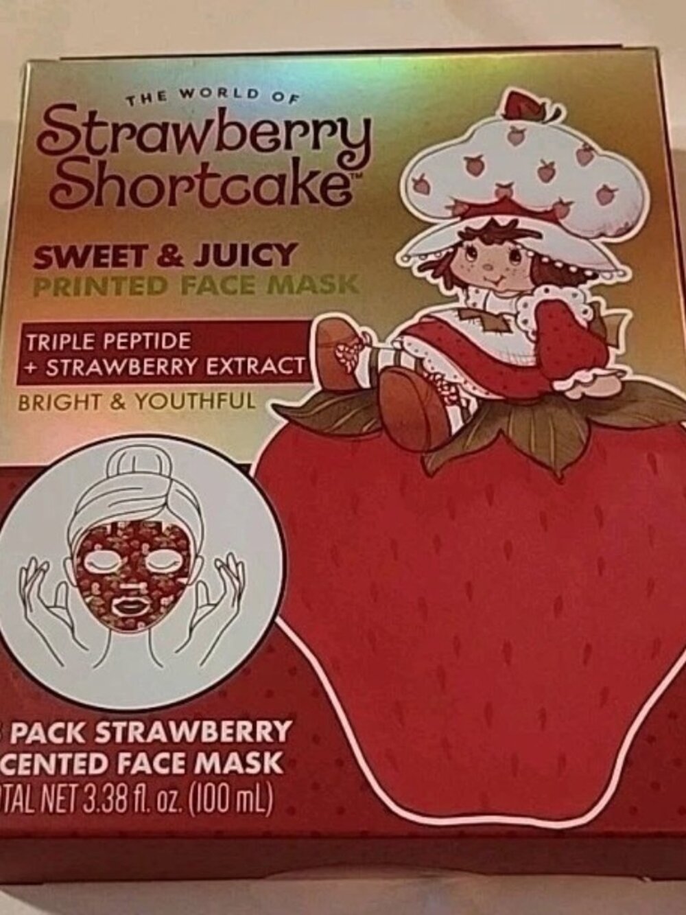 NWT 5 pack Strawberry Shortcake "Sweet & Juicy" scented printed face masks